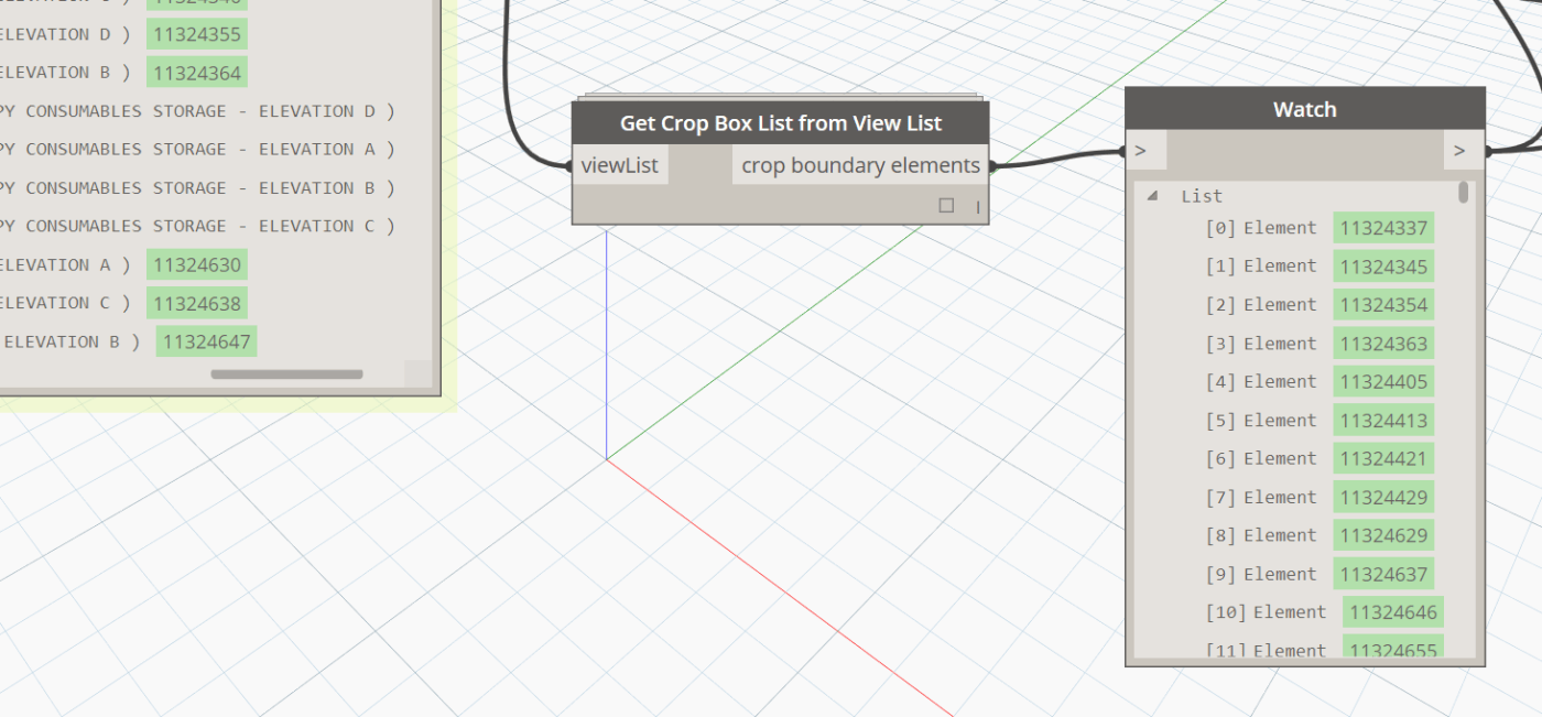 Get Crop Box List from View List – Dynamo Nodes