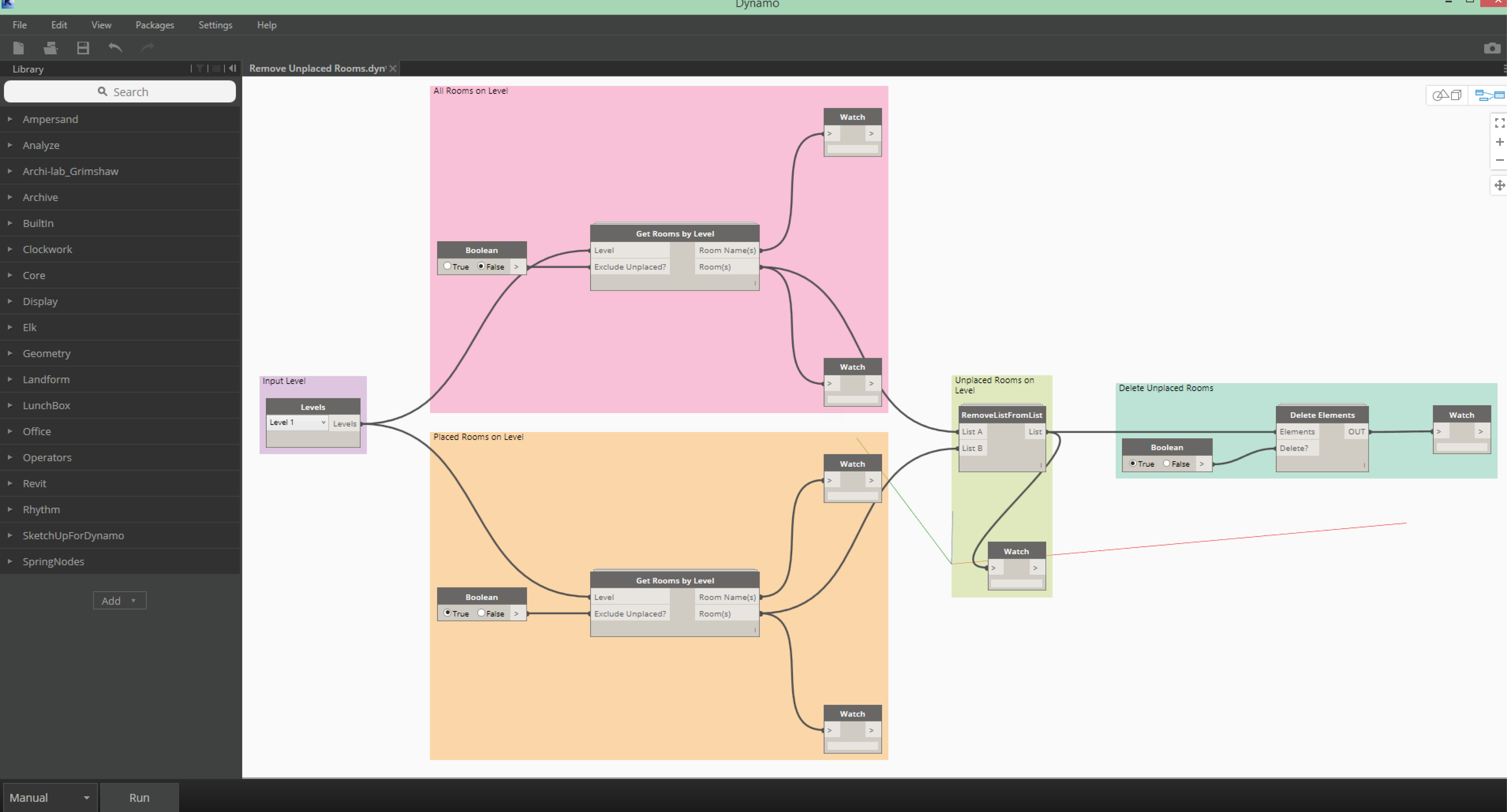 Workflow: Deleting ‘Not Placed’ Rooms by Level – Dynamo Nodes
